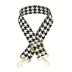 Houndstooth Pattern Shoulder Strap Lock Decor Belt