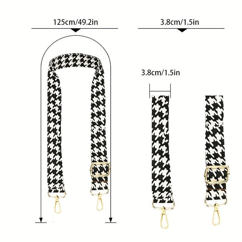 Houndstooth Pattern Shoulder Strap Lock Decor Belt
