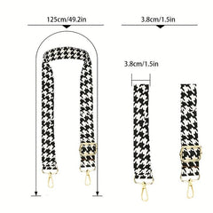 Houndstooth Pattern Shoulder Strap Lock Decor Belt