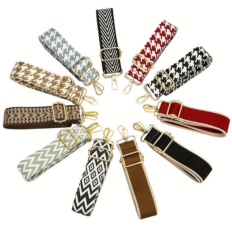 Houndstooth Pattern Shoulder Strap Lock Decor Belt