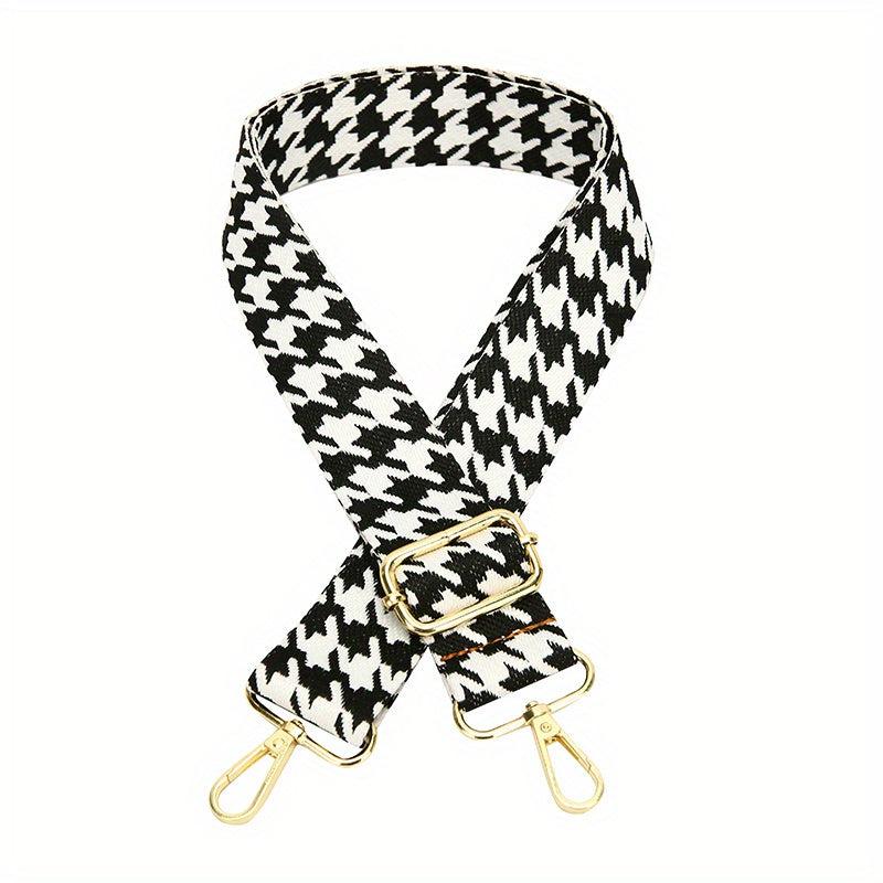 Houndstooth Pattern Shoulder Strap Lock Decor Belt