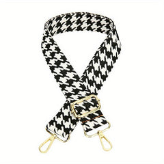 Houndstooth Pattern Shoulder Strap Lock Decor Belt