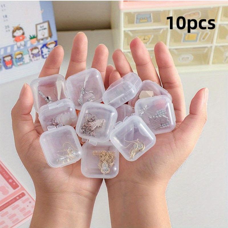 10pcs Clear Plastic Box Jewelry & Earplugs Storage Case with Lid