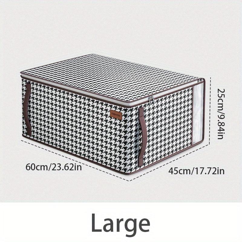 Houndstooth Wardrobe Clothes Organizer With Handle Square Clothes Storage Box