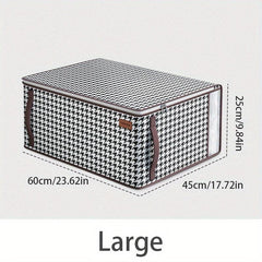 Houndstooth Wardrobe Clothes Organizer With Handle Square Clothes Storage Box