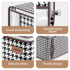 Houndstooth Wardrobe Clothes Organizer With Handle Square Clothes Storage Box