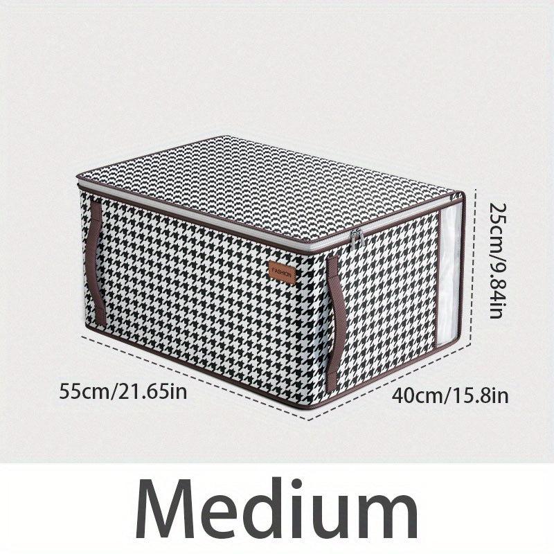 Houndstooth Wardrobe Clothes Organizer With Handle Square Clothes Storage Box