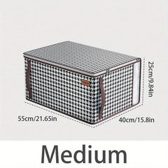 Houndstooth Wardrobe Clothes Organizer With Handle Square Clothes Storage Box