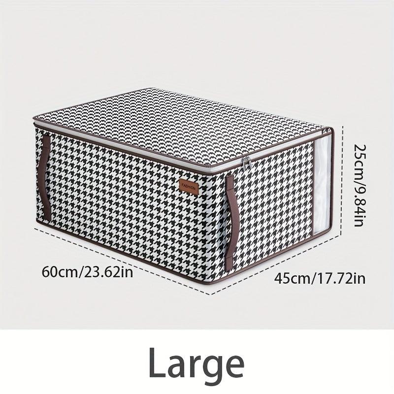 Houndstooth Wardrobe Clothes Organizer With Handle Square Clothes Storage Box