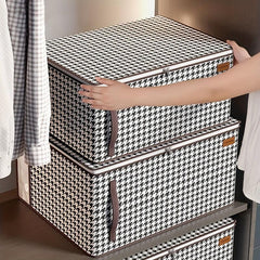 Houndstooth Wardrobe Clothes Organizer With Handle Square Clothes Storage Box