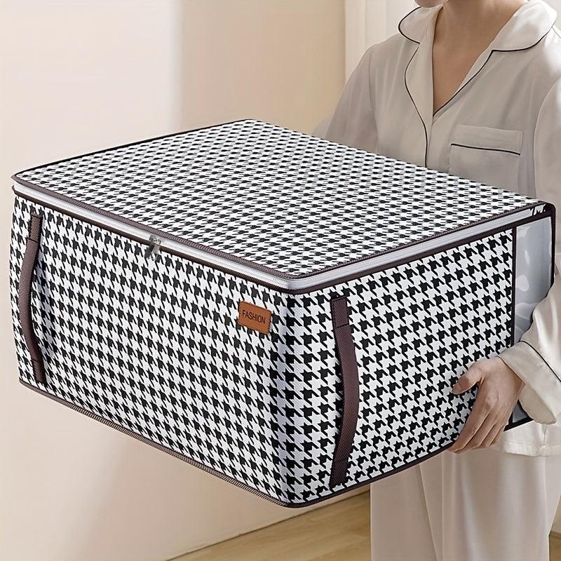 Houndstooth Wardrobe Clothes Organizer With Handle Square Clothes Storage Box