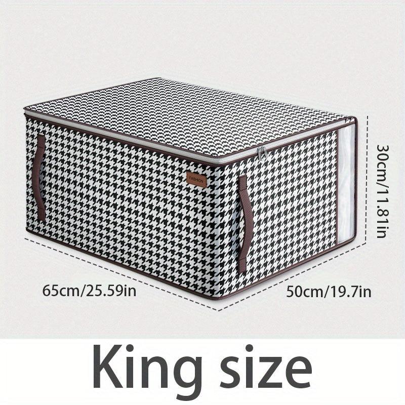 Houndstooth Wardrobe Clothes Organizer With Handle Square Clothes Storage Box