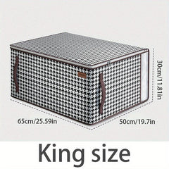 Houndstooth Wardrobe Clothes Organizer With Handle Square Clothes Storage Box