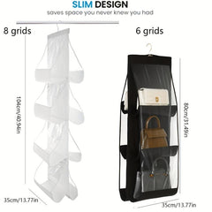 Clear Hanging Purse Organizer Easy Access Space Saving Bag Storage Holder