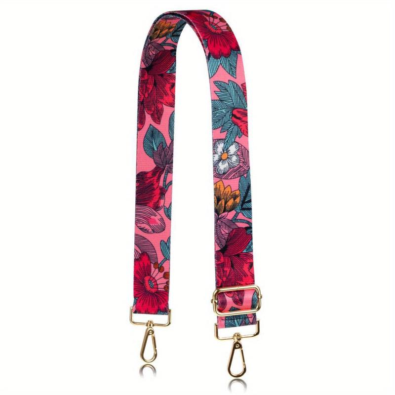 Adjustable Shoulder Strap Leaf Pattern Wide Purse Strap