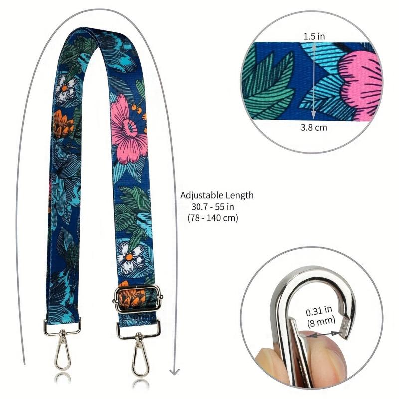Adjustable Shoulder Strap Leaf Pattern Wide Purse Strap