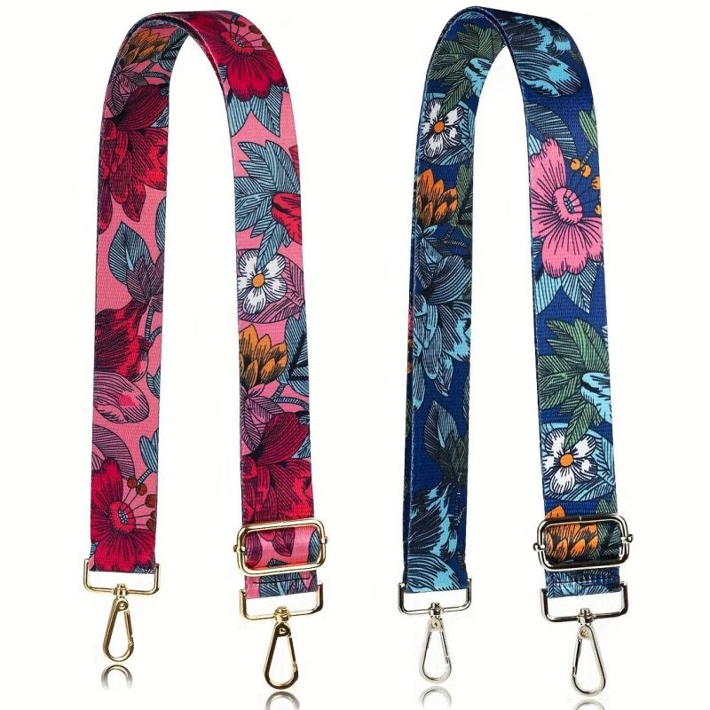 Adjustable Shoulder Strap Leaf Pattern Wide Purse Strap