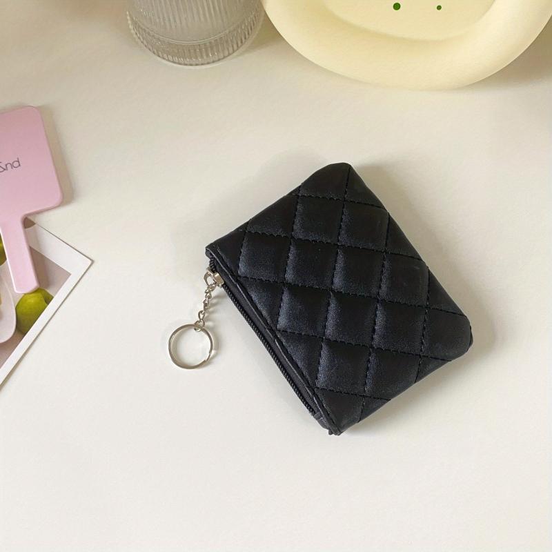 Mini Quilted Coin Purse Clutch Bag Zipper Key Case