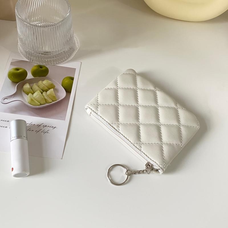 Mini Quilted Coin Purse Clutch Bag Zipper Key Case