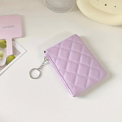 Mini Quilted Coin Purse Clutch Bag Zipper Key Case