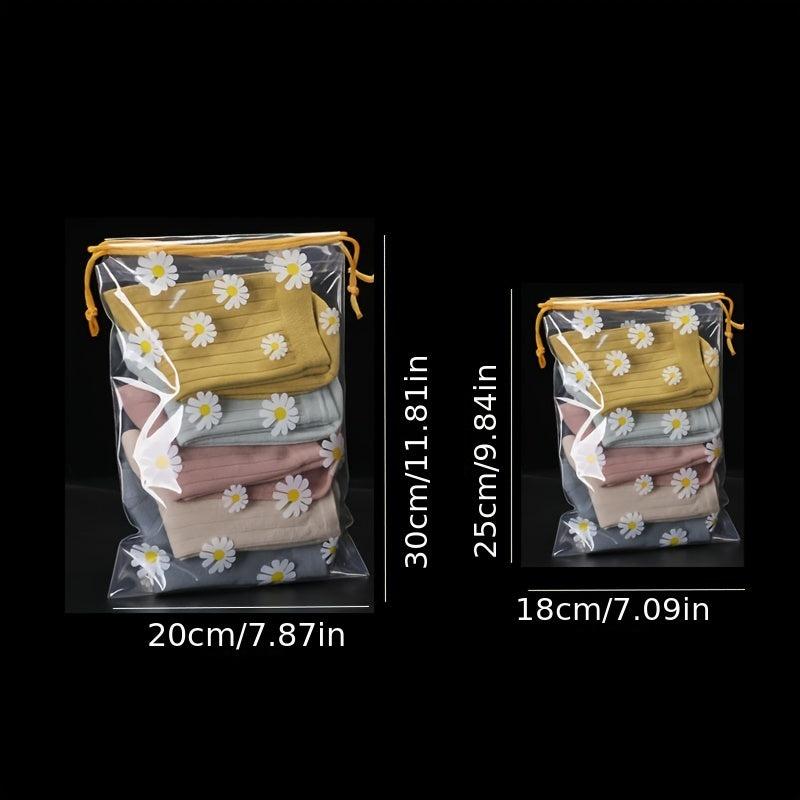 5 Pcs Transparent Storage Bag Drawstring Pouch Travel