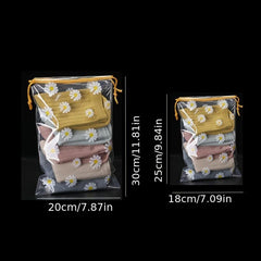 5 Pcs Transparent Storage Bag Drawstring Pouch Travel