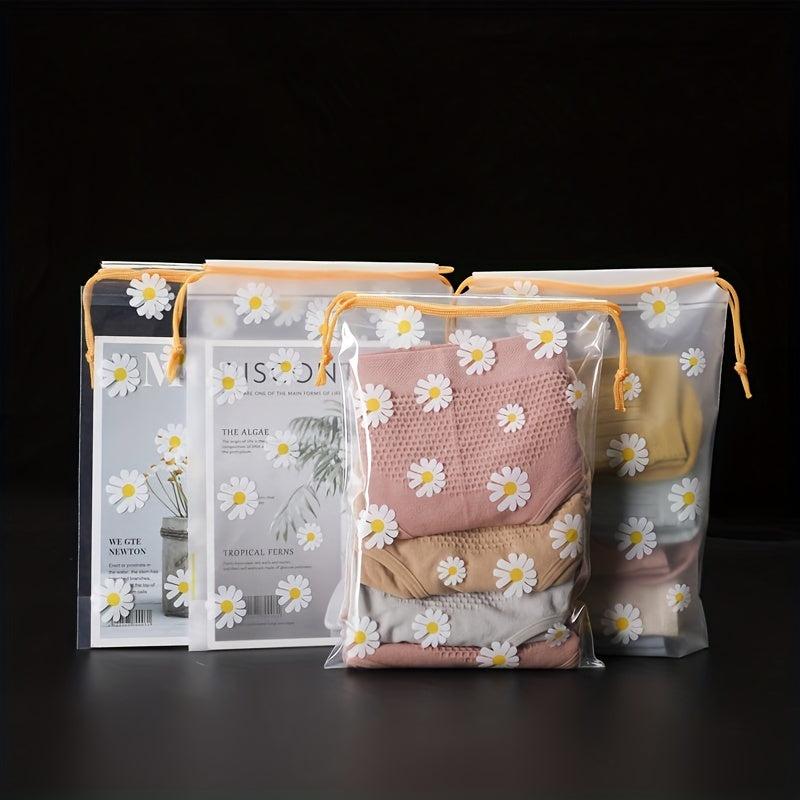 5 Pcs Transparent Storage Bag Drawstring Pouch Travel