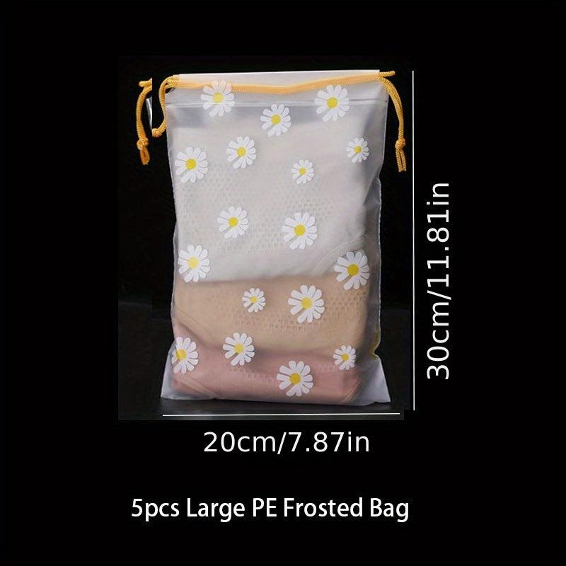 5 Pcs Transparent Storage Bag Drawstring Pouch Travel