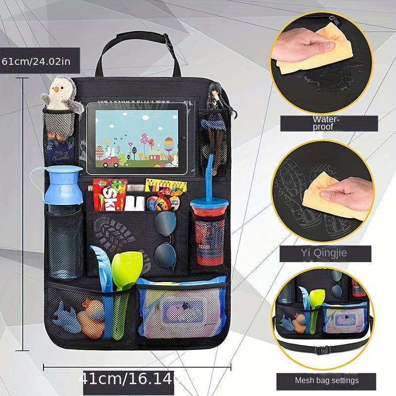 Car Back Seat Organizer Storage Bag Tablet Holder for Kids & Trips