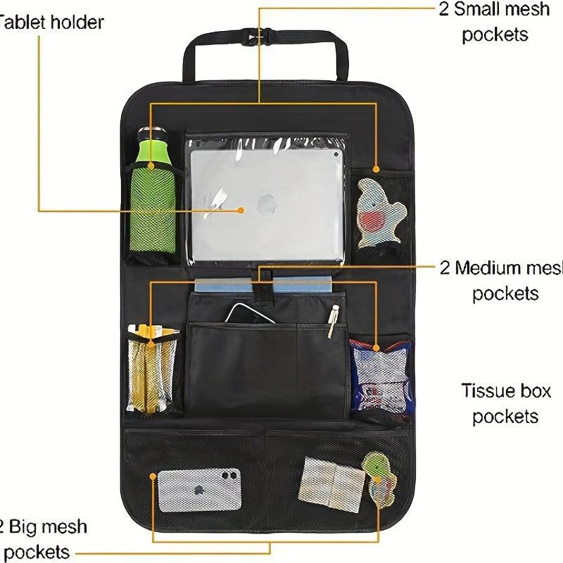 Car Back Seat Organizer Storage Bag Tablet Holder for Kids & Trips