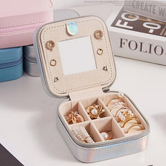 Portable Lightweight Jewelry Organizer Storage Box with Mirror