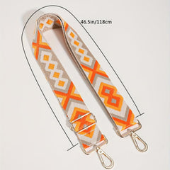 Vintage Geometric Pattern Wide Bag Strap Replaceable Shoulder Bag Strap