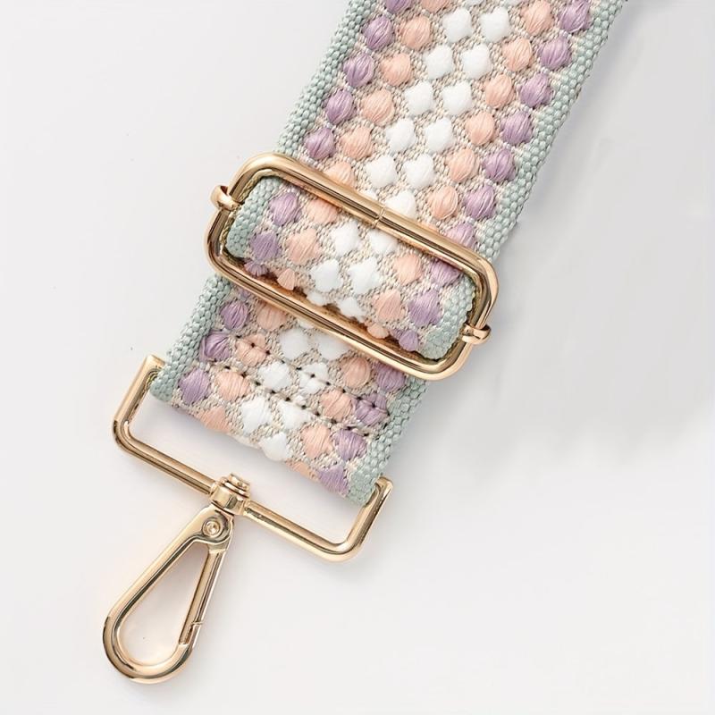 Colorful Embroidered Pattern Bag Strap Wide Adjustable Polka Dot