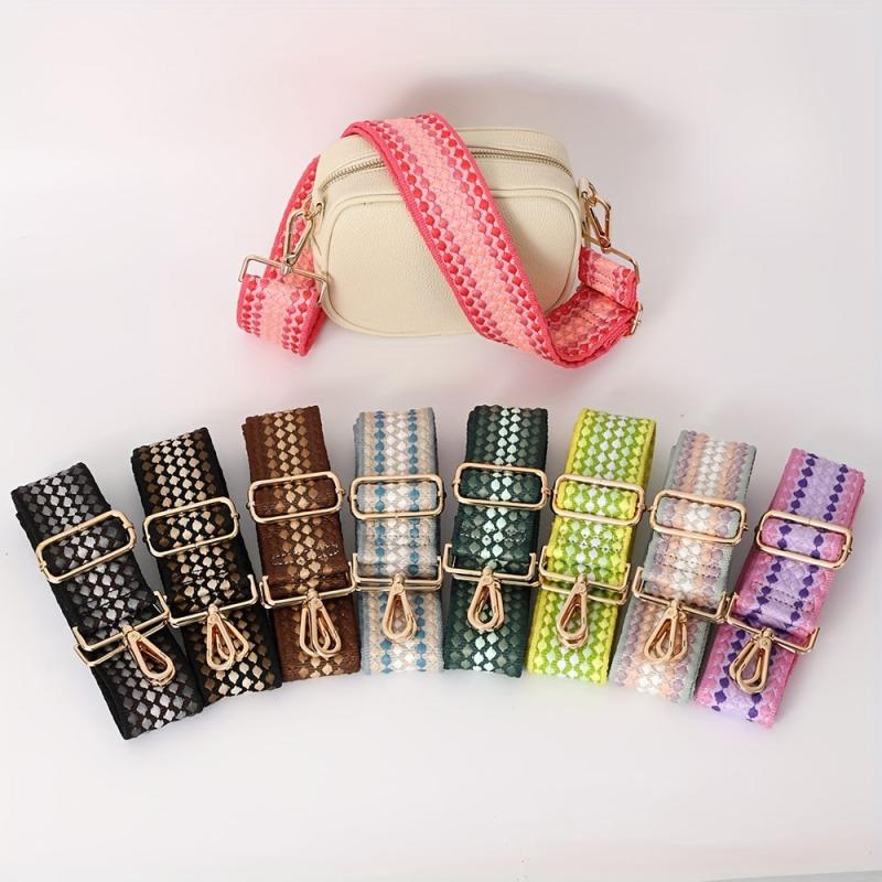 Colorful Embroidered Pattern Bag Strap Wide Adjustable Polka Dot