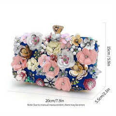 3D Beaded Flower Evening Bag Box Clutch Purse Wedding Handbags For Party