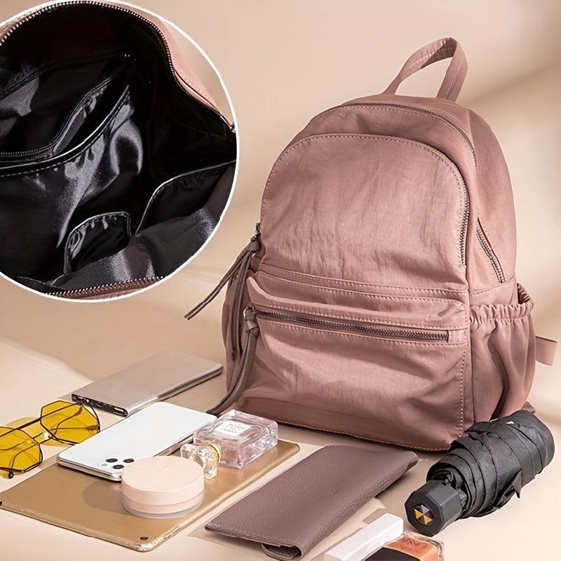 Solid Canvas Backpack Large Capacity Travel Rucksack Schoolbag