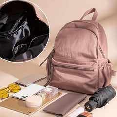 Solid Canvas Backpack Large Capacity Travel Rucksack Schoolbag