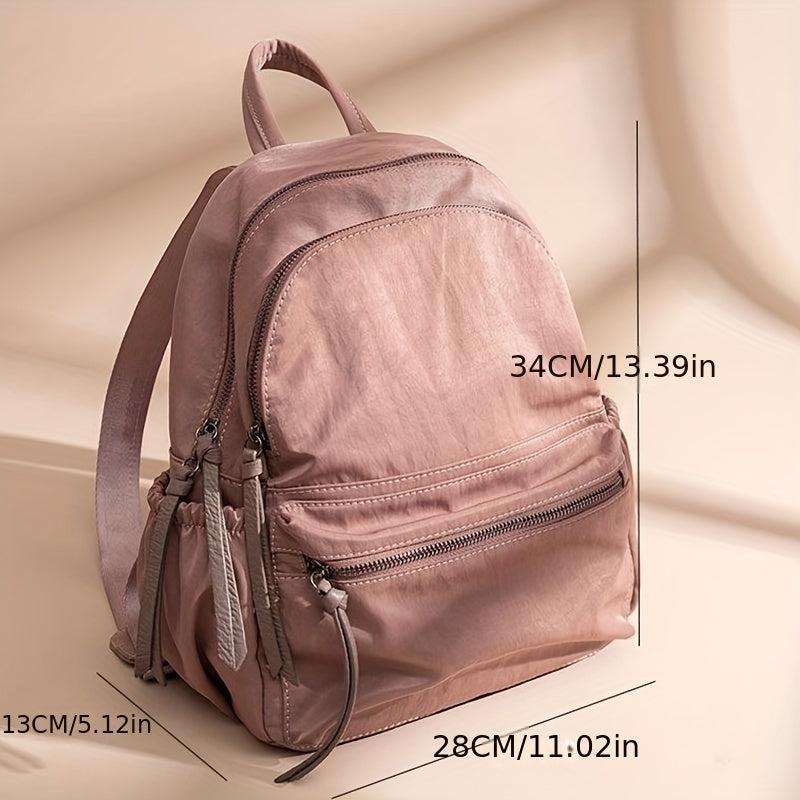 Solid Canvas Backpack Large Capacity Travel Rucksack Schoolbag