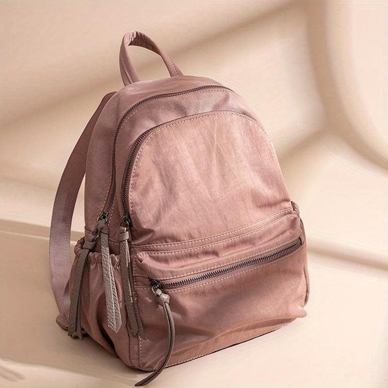 Solid Canvas Backpack Large Capacity Travel Rucksack Schoolbag