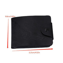 Men's Leather Short Wallet Eagle Tower Letter Pattern Wallet Money Clip