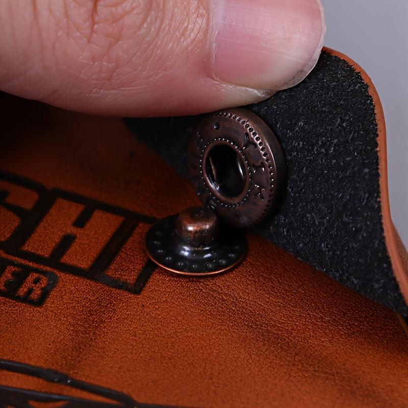 Men's Leather Short Wallet Eagle Tower Letter Pattern Wallet Money Clip
