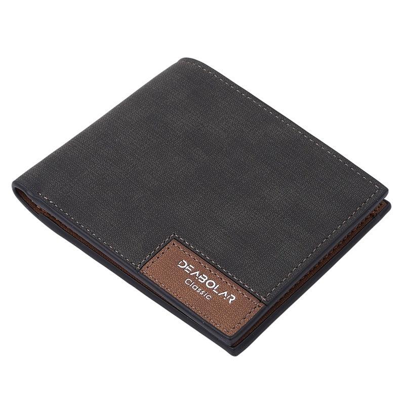 Men's Leather Wallet Short Vintage Wallet Money Clip Card Holder