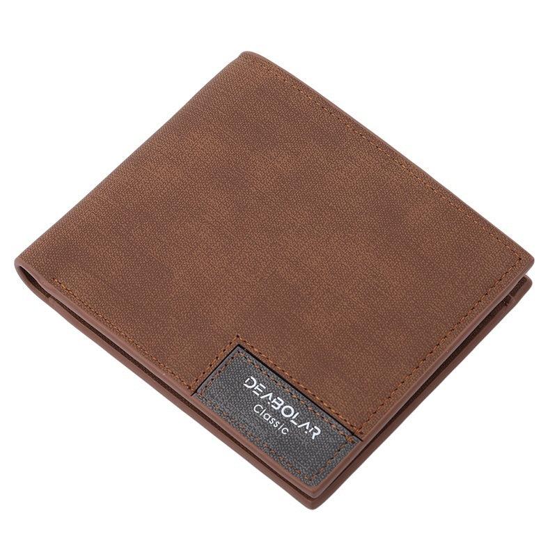 Men's Leather Wallet Short Vintage Wallet Money Clip Card Holder