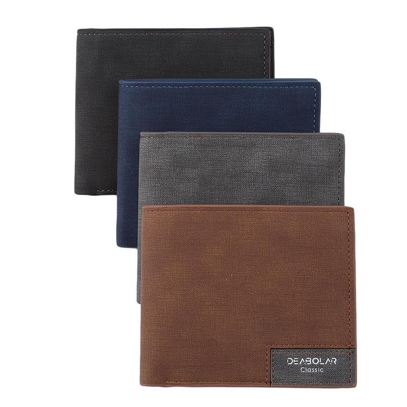 Men's Leather Wallet Short Vintage Wallet Money Clip Card Holder