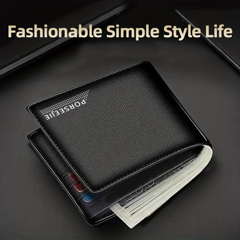 Men's PU Leather Short Wallet Retro Casual Ultra thin Wallet