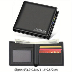 Men's PU Leather Short Wallet Retro Casual Ultra thin Wallet