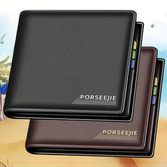 Men's PU Leather Short Wallet Retro Casual Ultra thin Wallet