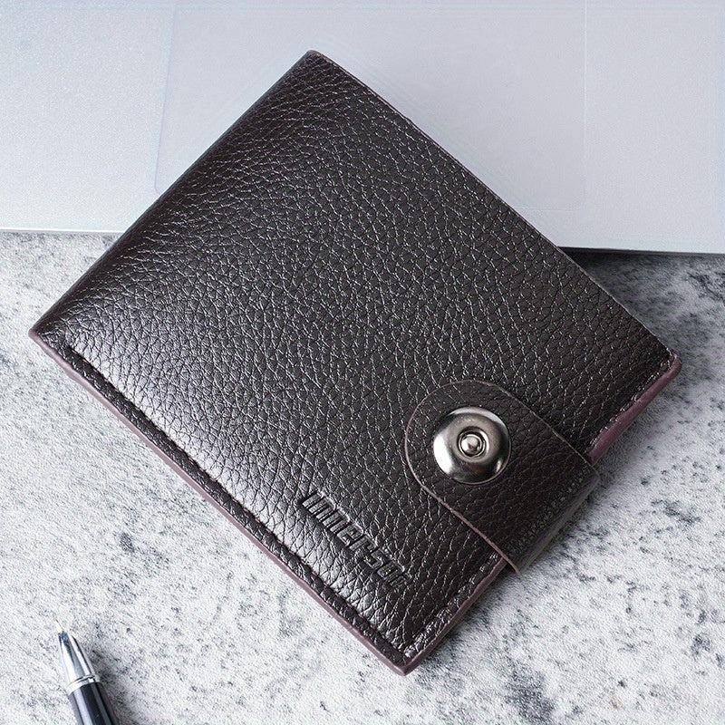 Men's Leather Short Wallet Money Clip Card Holder