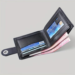 Men's Leather Short Wallet Money Clip Card Holder