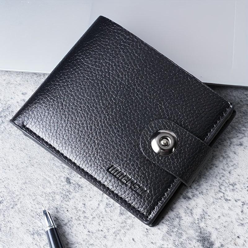 Men's Leather Short Wallet Money Clip Card Holder